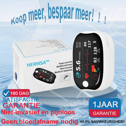 【OFFICIËLE WINKEL】🌱HERMSA Hoogprecisie Multifunctioneel Niet-Invasief Medisch Apparaat (voor het monitoren van bloedsuiker, bloedzuurstof en bloeddruk) [99,9% nauwkeurigheid]