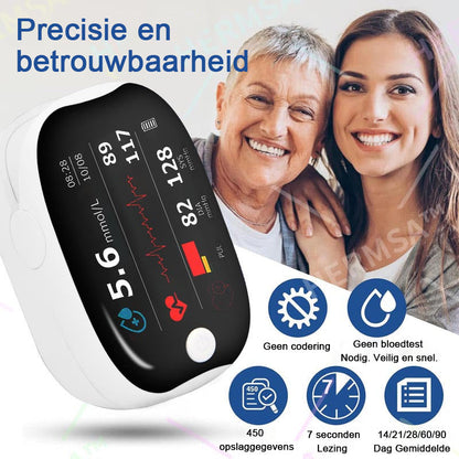 【OFFICIËLE WINKEL】🌱HERMSA Hoogprecisie Multifunctioneel Niet-Invasief Medisch Apparaat (voor het monitoren van bloedsuiker, bloedzuurstof en bloeddruk) [99,9% nauwkeurigheid]