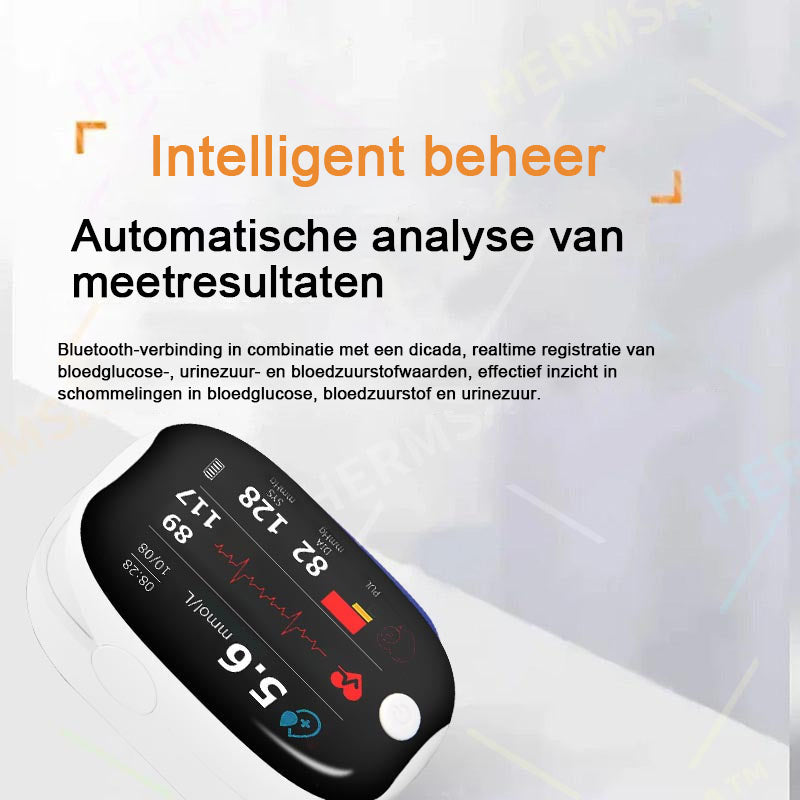 【OFFICIËLE WINKEL】🌱HERMSA Hoogprecisie Multifunctioneel Niet-Invasief Medisch Apparaat (voor het monitoren van bloedsuiker, bloedzuurstof en bloeddruk) [99,9% nauwkeurigheid]