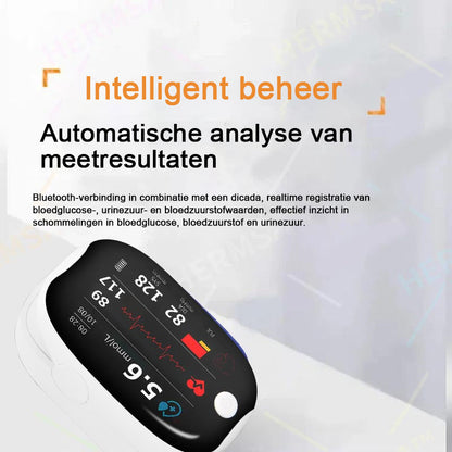【OFFICIËLE WINKEL】🌱HERMSA Hoogprecisie Multifunctioneel Niet-Invasief Medisch Apparaat (voor het monitoren van bloedsuiker, bloedzuurstof en bloeddruk) [99,9% nauwkeurigheid]