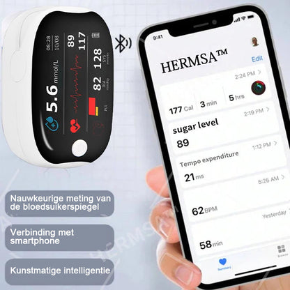 【OFFICIËLE WINKEL】🌱HERMSA Hoogprecisie Multifunctioneel Niet-Invasief Medisch Apparaat (voor het monitoren van bloedsuiker, bloedzuurstof en bloeddruk) [99,9% nauwkeurigheid]