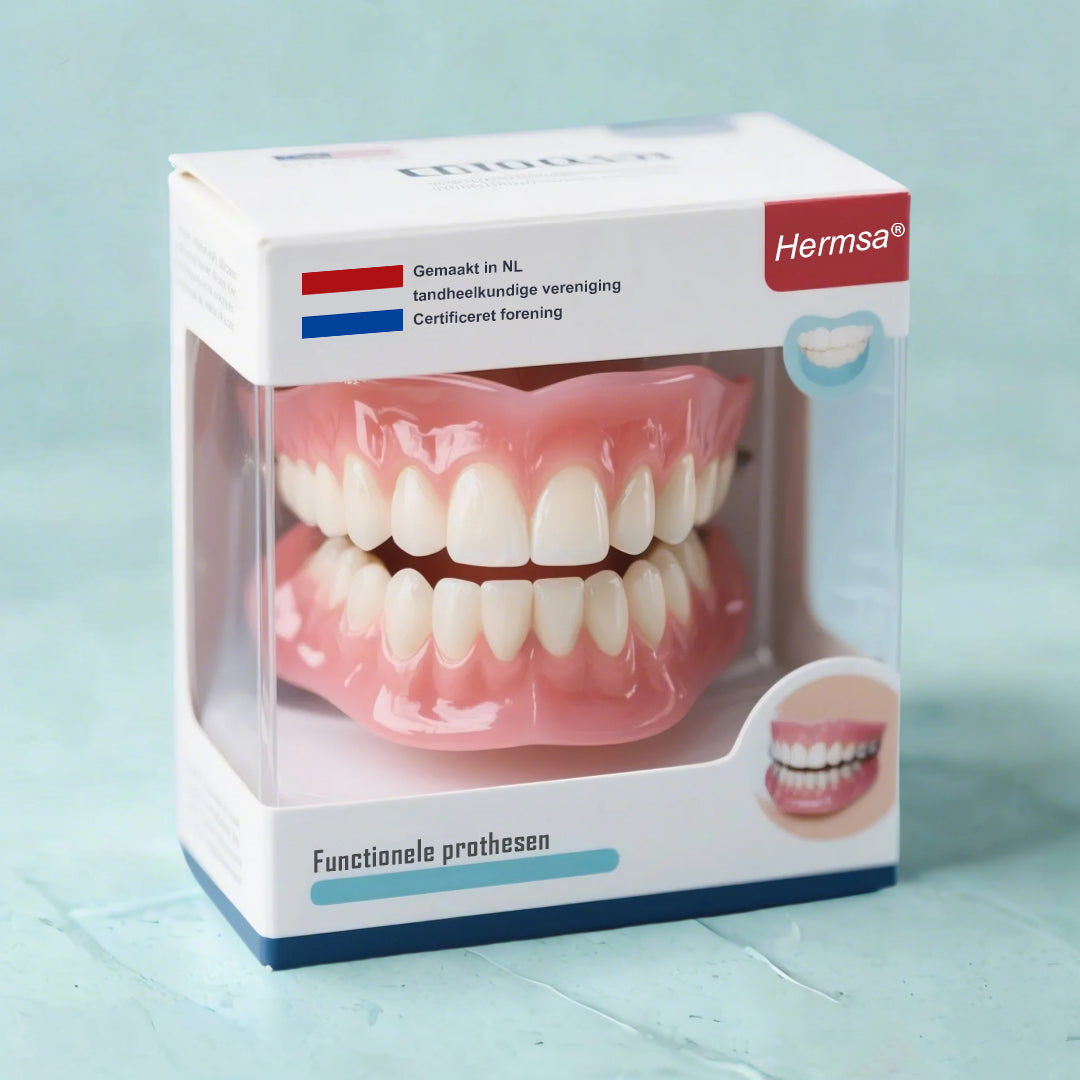 🦷Gemaakt en geleverd vanuit Nederland | Hermsa® siliconen prothese – comfortabel, natuurlijk en eenvoudig aan te passen