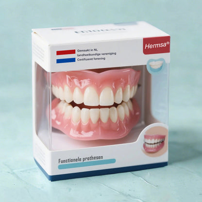 🦷Gemaakt en geleverd vanuit Nederland | Hermsa® siliconen prothese – comfortabel, natuurlijk en eenvoudig aan te passen