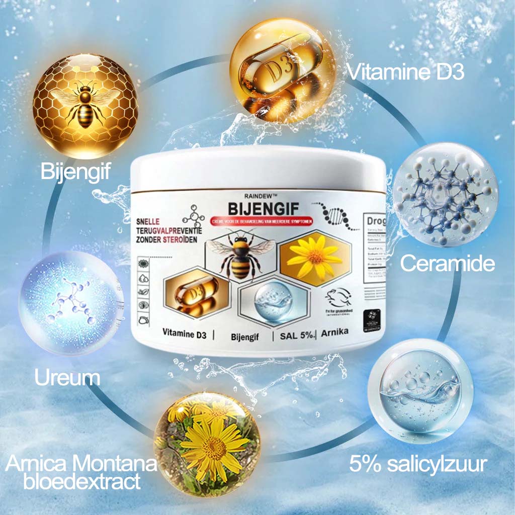 Raindew™ Bijengif Multisymptoom Behandelingscrème (👨‍⚕ Aanbevolen door de Nederlandse Vereniging voor Dermatologie)