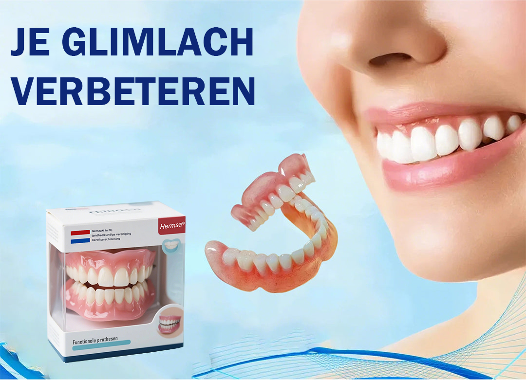 🦷Gemaakt en geleverd vanuit Nederland | Hermsa® siliconen prothese – comfortabel, natuurlijk en eenvoudig aan te passen