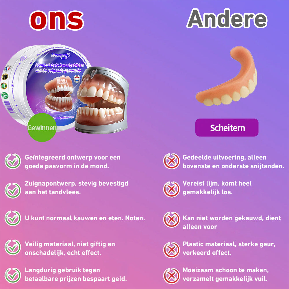 🦷Hermsa® Comfortabele kunstgebittenvan de volgende generatie🏆 (hoogwaardige kunstgebitten, gemakkelijk te dragen - beperkte korting van 70%)