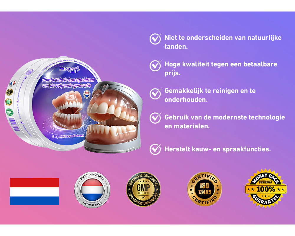 🦷Hermsa® Comfortabele kunstgebittenvan de volgende generatie🏆 (hoogwaardige kunstgebitten, gemakkelijk te dragen - beperkte korting van 70%)