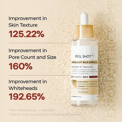 Peel Shot Glow Rijst Ampul Duo - Serums voor Ophelderen, Exfoliëren en Hydrateren🌾
