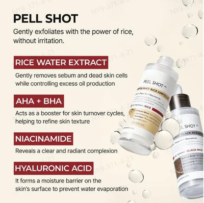 Peel Shot Glow Rijst Ampul Duo - Serums voor Ophelderen, Exfoliëren en Hydrateren🌾