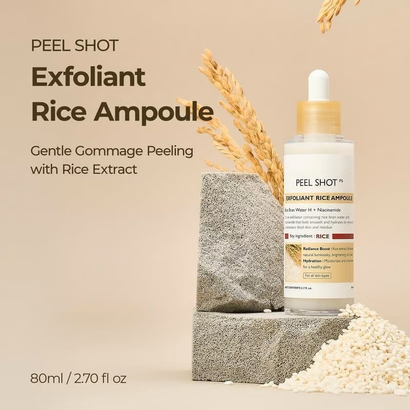 Peel Shot Glow Rijst Ampul Duo - Serums voor Ophelderen, Exfoliëren en Hydrateren🌾