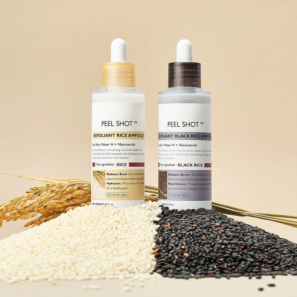 Peel Shot Glow Rijst Ampul Duo - Serums voor Ophelderen, Exfoliëren en Hydrateren🌾