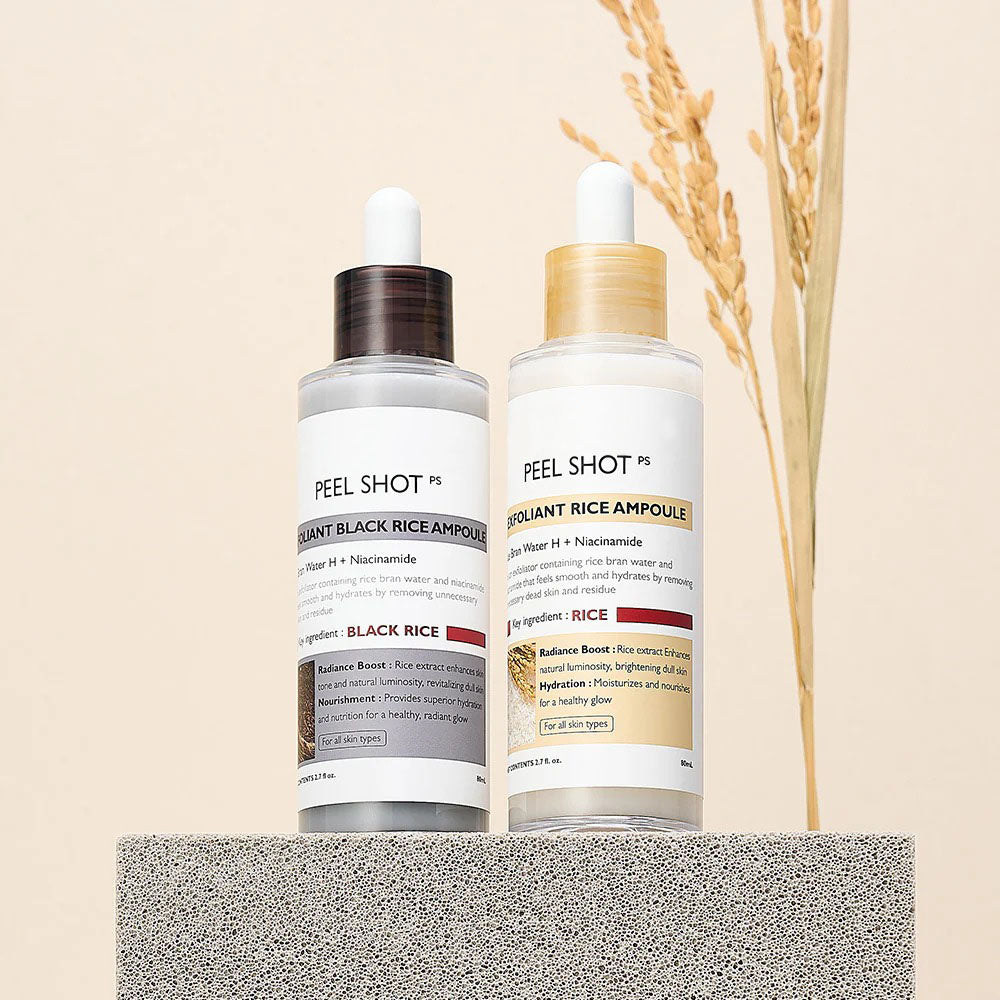 Peel Shot Glow Rijst Ampul Duo - Serums voor Ophelderen, Exfoliëren en Hydrateren🌾