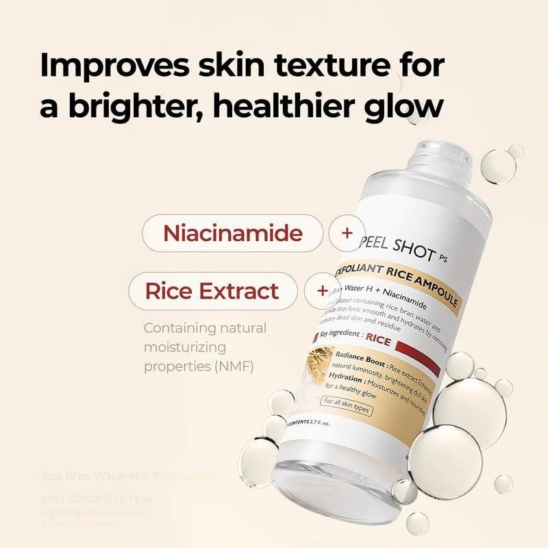 Peel Shot Glow Rijst Ampul Duo - Serums voor Ophelderen, Exfoliëren en Hydrateren🌾